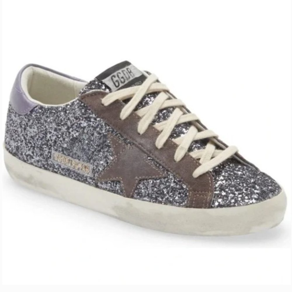 Golden Goose Glitter Sneakers - Silver and Brown